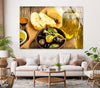 Olives And Bread Glass Wall Art, art glass wall art, glass wall art pictures