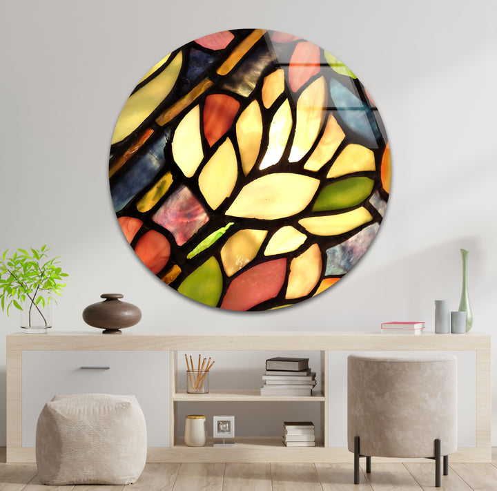 Stained Colorful Leaves Glass Wall Art art glass wall art, glass wall art pictures