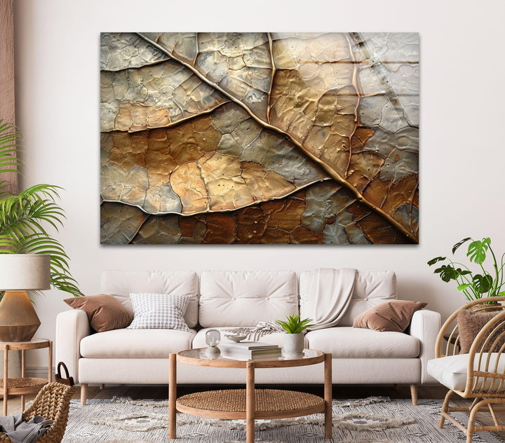 Bronze Leaf Abstract Glass Wall Art custom glass pictures, glass art prints