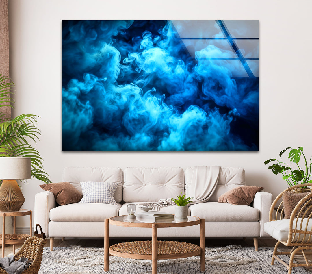 Blue Smoke Glass Wall Art glass photo prints, glass picture prints