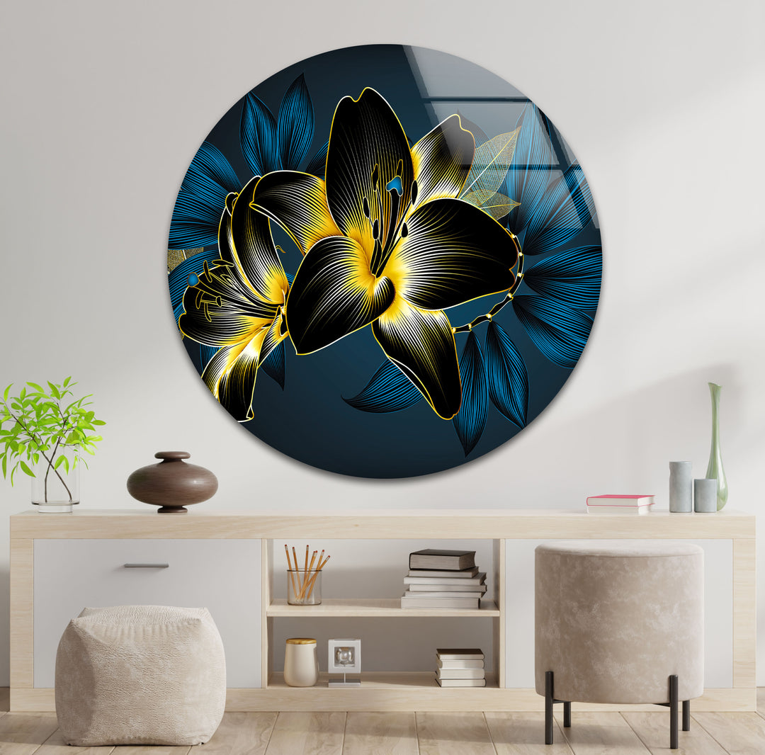 Vintage Luxury Floral Glass Wall Art, art glass wall art, glass wall art pictures