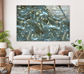 Shiny Blue Waves Glass Wall Art, large glass photo prints, glass wall photos