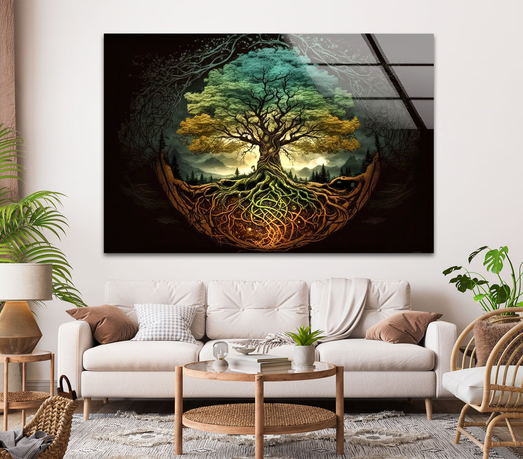 Tree Of Life Glass Wall Art, picture on glass wall art, photos printed on glass