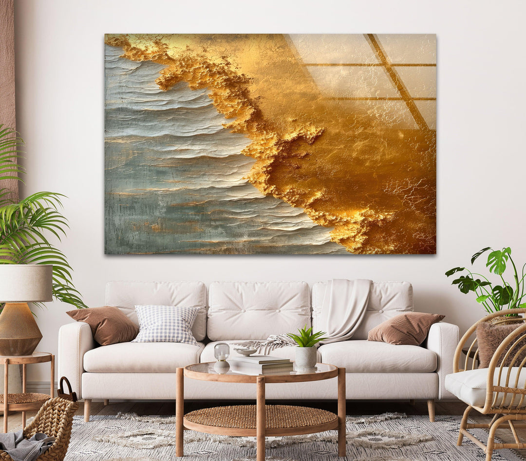 Shine of Gold Abstract Glass Wall Art