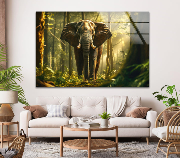 Elephant in The Forest Glass Wall Art glass photo prints, glass picture prints