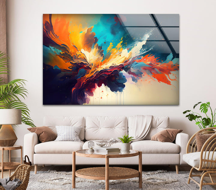 Explosion of Color Glass Wall Art, print on glass, glass printed photos