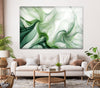 Abstract Green Tones ink Splashes Tempered Glass Wall Art