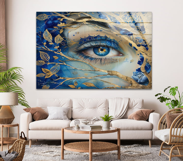 Blue Eye Painting Glass Wall Art