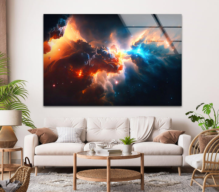 Space Nebula Galaxy Glass Wall Art, glass pictures for Wall, glass prints wall art