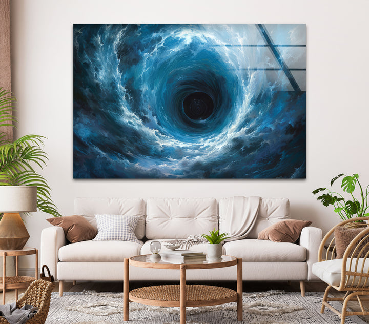 Blue Vortex Glass Wall Art glass art painting, glass art for the Wall