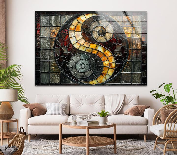 Stained Yin-Yang Glass Wall Art custom glass pictures, glass art prints