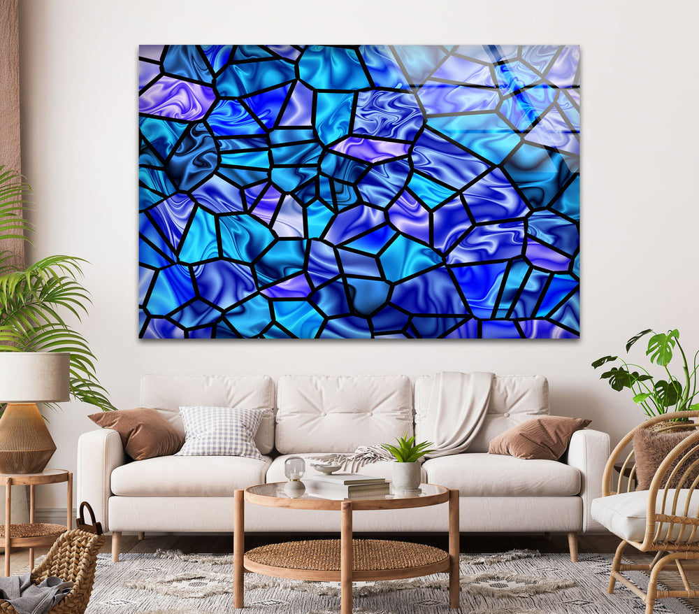 Stained Shiny Blue Glass Wall Art glass wall decor, glass wall art decor