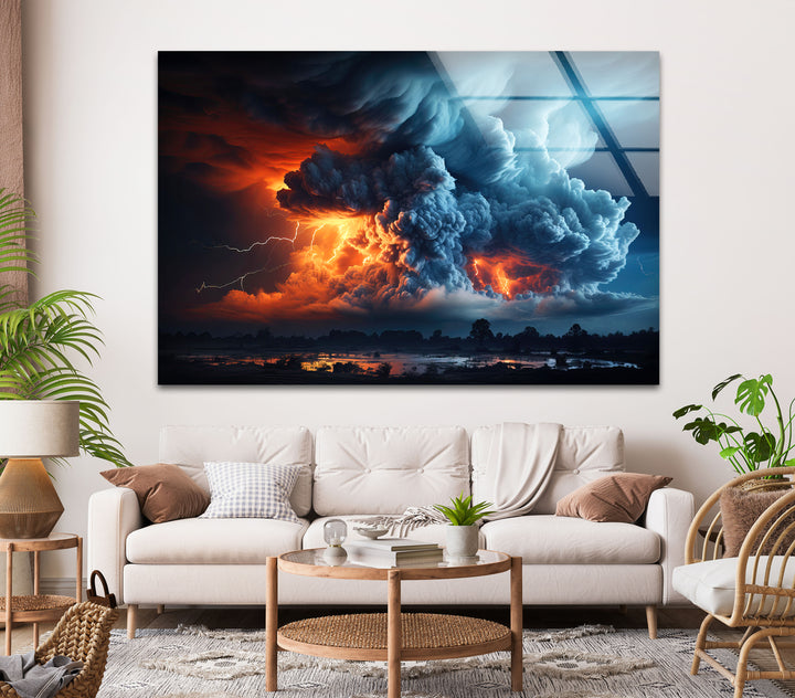 View of Thunderstorm Cloud Glass Wall Art