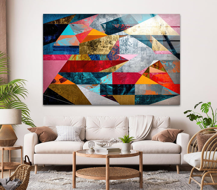 Geometric Shapes Abstract Tempered Glass Wall Art - MyPhotoStation