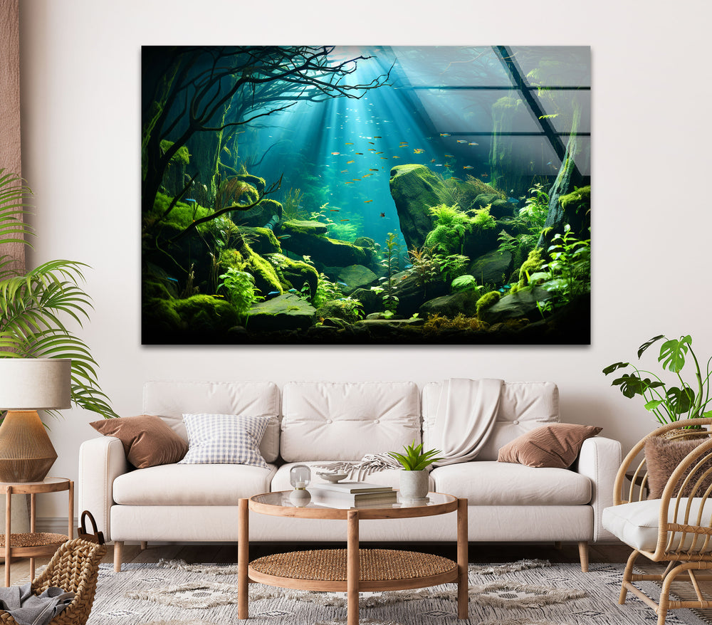 Underwater Forest Glass Wall Art picture on glass wall art, photos printed on glass