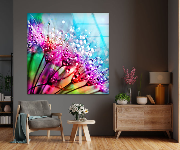 Flower Dandelion Glass Wall Art