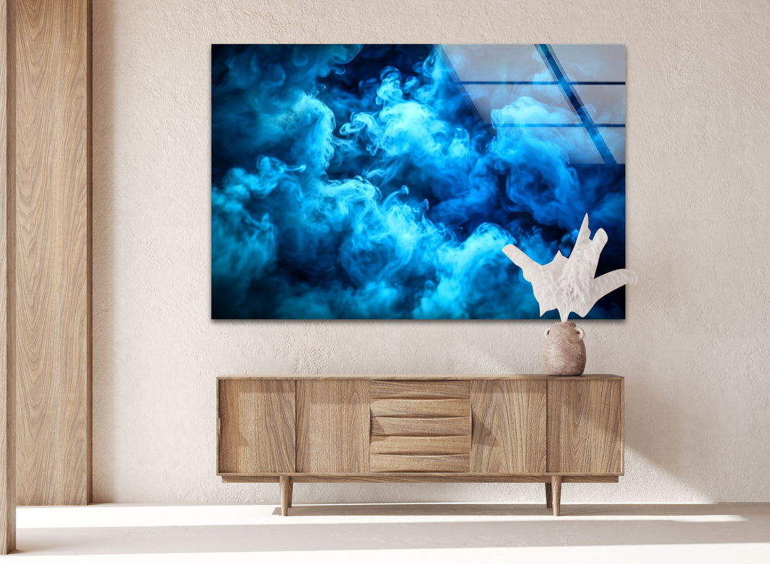 Blue Smoke Glass Wall Art Glass Printing Wall Art, Print photos on glass