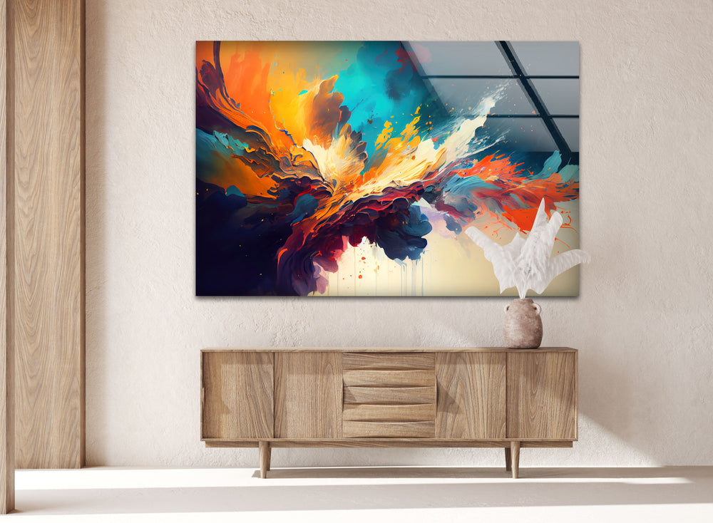 Explosion of Color Glass Wall Art, photo print on glass, prints on glass wall art