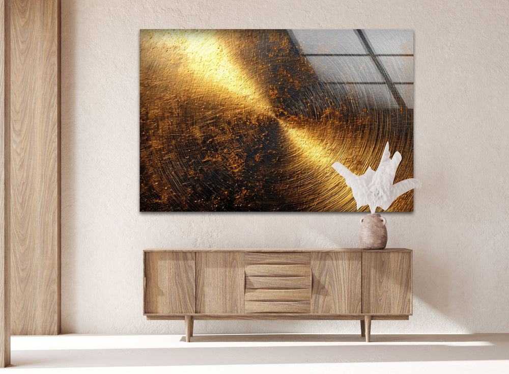 Gold Wall Texture with Scratches Glass Printing Art