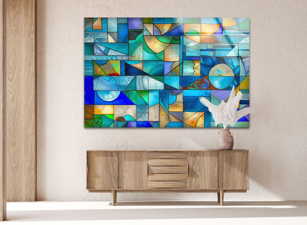 Geometric Colorful Glass Wall Art glass image printing, glass prints from photos