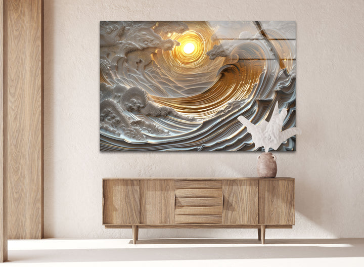 Sunset Abstract Painting Tempered Glass Wall Art - MyPhotoStation