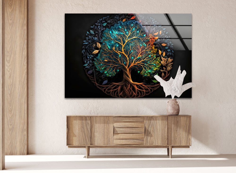 Yggdrasil World Tree of Life Glass Wall Art, glass wall decor, glass wall art decor
