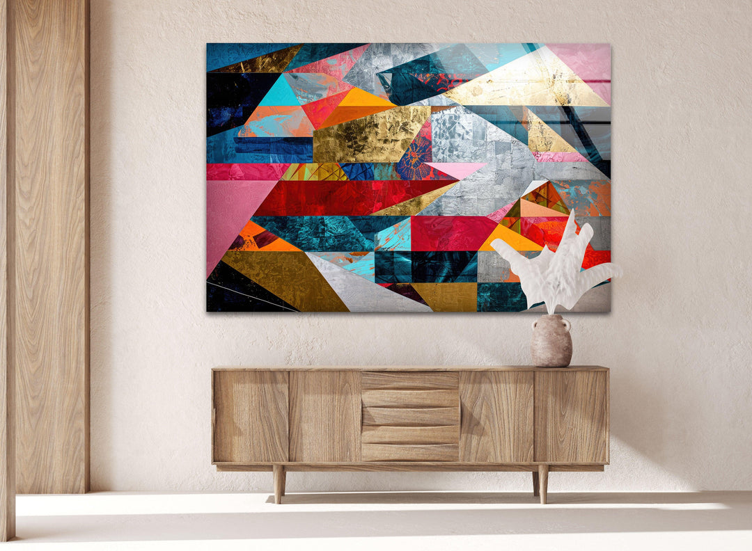 Geometric Shapes Abstract Tempered Glass Wall Art - MyPhotoStation