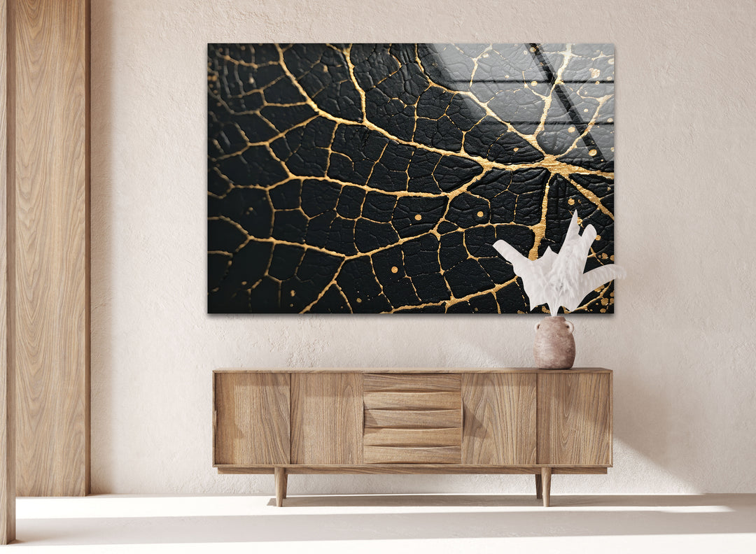 Black and Gold Abstract Glass Wall Art Glass Printing Wall Art, Print photos on glass