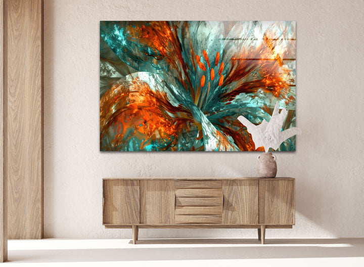 Abstract Floral Painting Glass Wall Art print on glass, glass printed photos