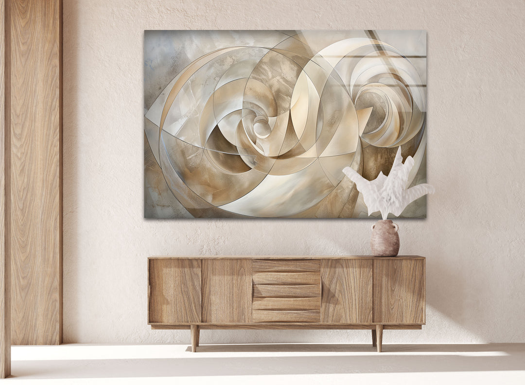 Marble Brown Beige Abstract Glass Wall Art