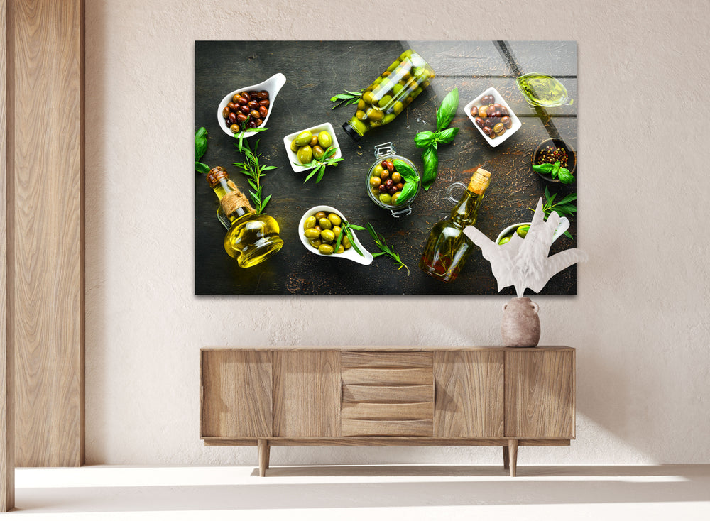 Bunch Of Olives Glass Wall Art, picture on glass wall art, photos printed on glass