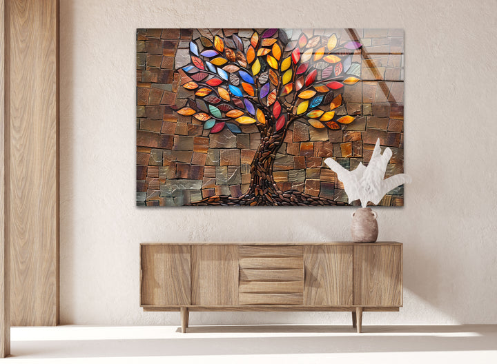 Mosaic Tree of Life Brown Glass Wall Art glass wall decor, glass wall art decor