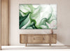 Abstract Green Tones ink Splashes Glass Wall Art