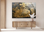 Faded Forest Golden Abstract Tempered Glass Wall Art - MyPhotoStation