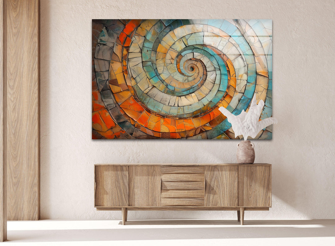 Wood Spiral Glass Wall Art Glass Printing Wall Art, Print photos on glass