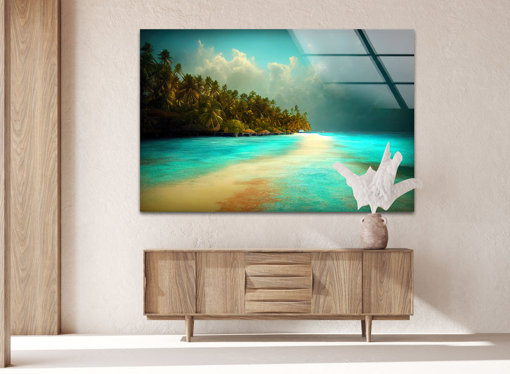 Tropical Island & Palm Tree Glass Wall Art glass photo prints, glass picture prints