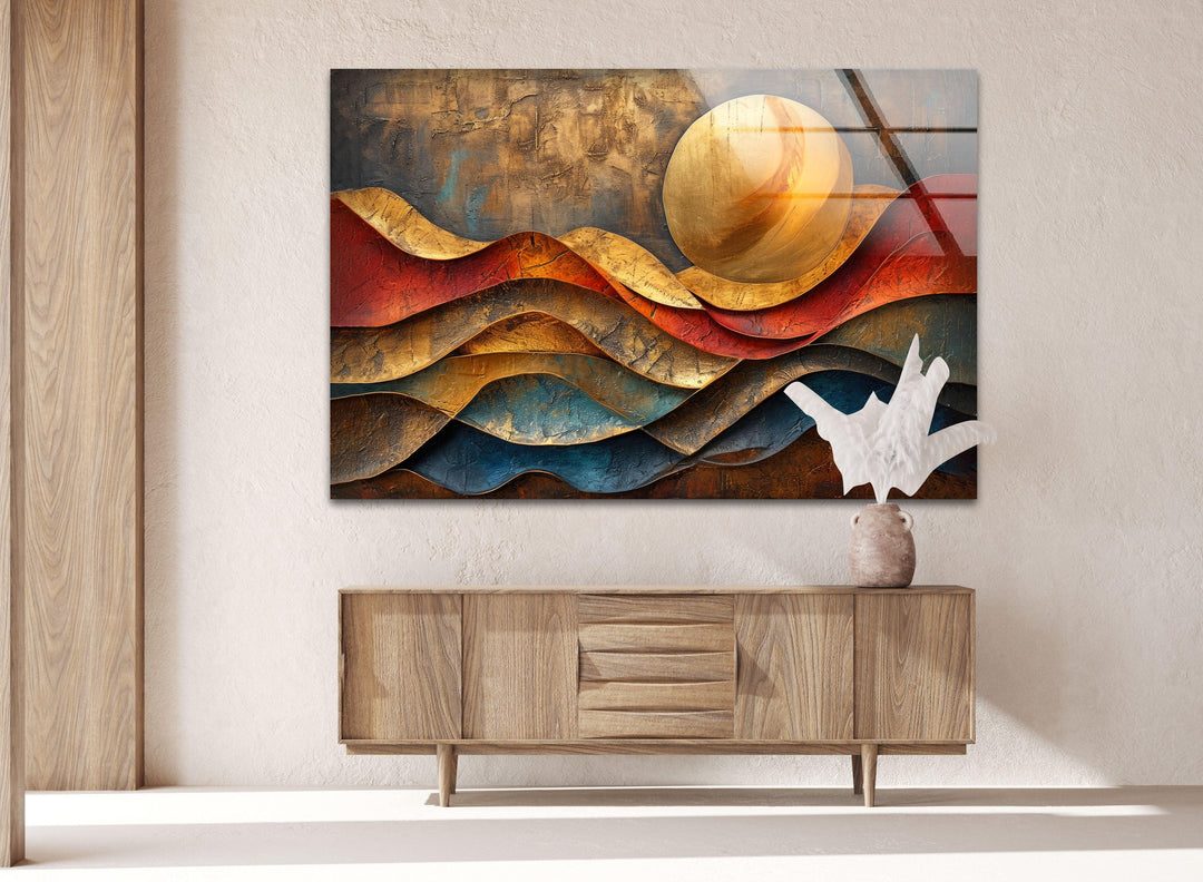 Sunset Abstract Painting Cool Glass Art & Wall Art Home Decor