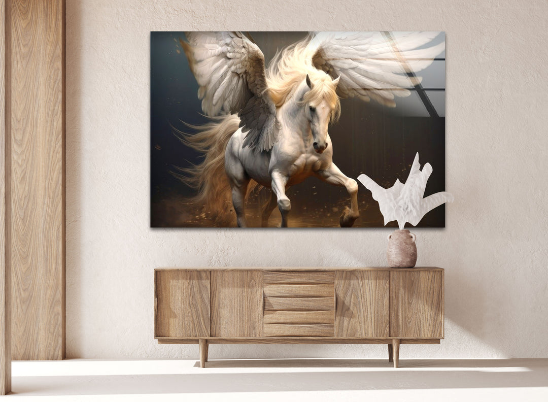 Winged Horses Glass Wall Art glass photo prints, glass picture prints