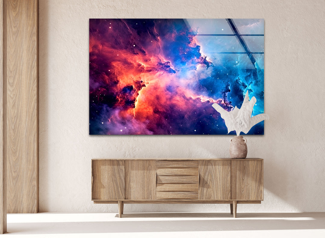 Nebula Universe Glass Wall Art, glass art painting, glass art for the Wall