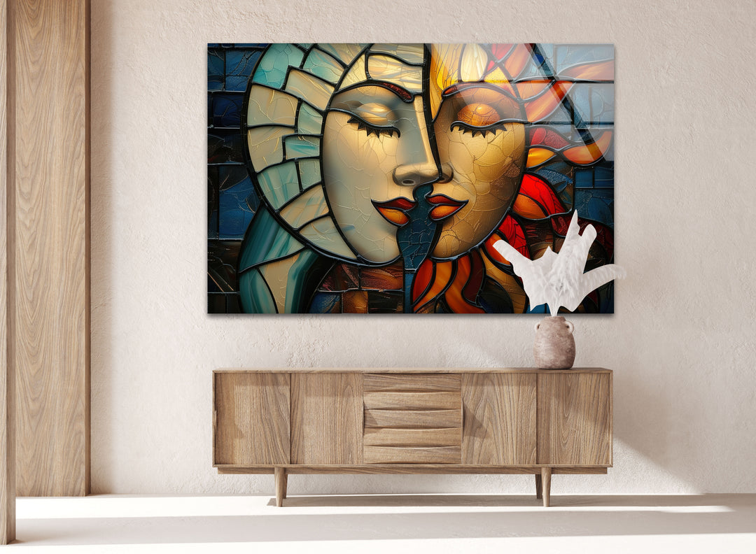 Two Painting Woman Glass Wall Art