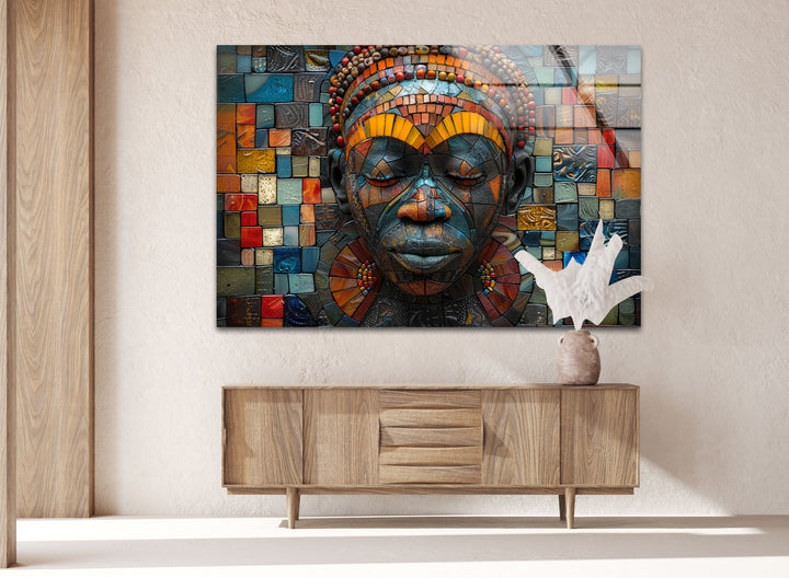 Colorful Mosaic Head Cool Glass Art & Wall Art