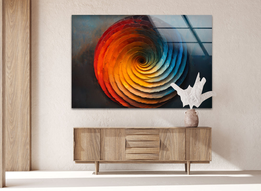 Orange & Blue Circle Glass Wall Art glass photo prints, glass picture prints
