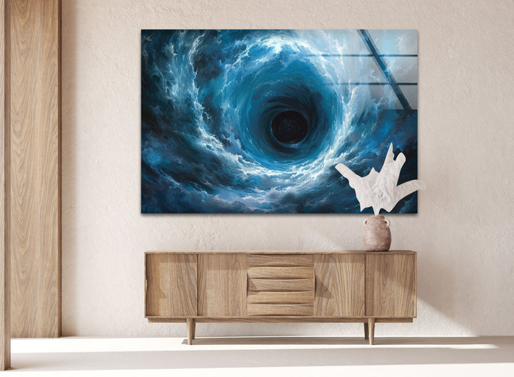 Blue Vortex Glass Wall Art glass wall decor, glass wall art decor