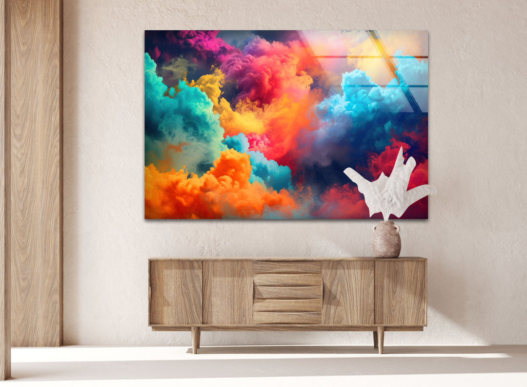 Colored Clouds Glass Wall Art custom glass photo prints, large glass prints
