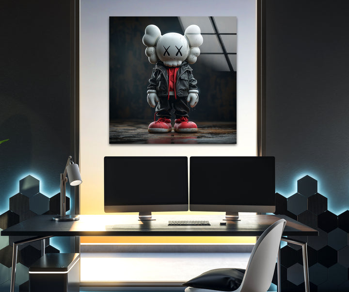 Kaws Black Glass Wall Art