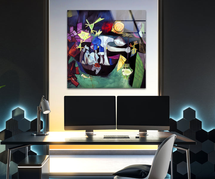 Night Fishing at Antibes by Pablo Picasso Glass Wall Art