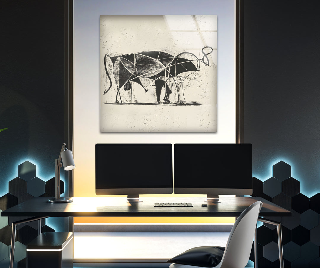 Pablo Picasso - The Bull Glass Wall Art