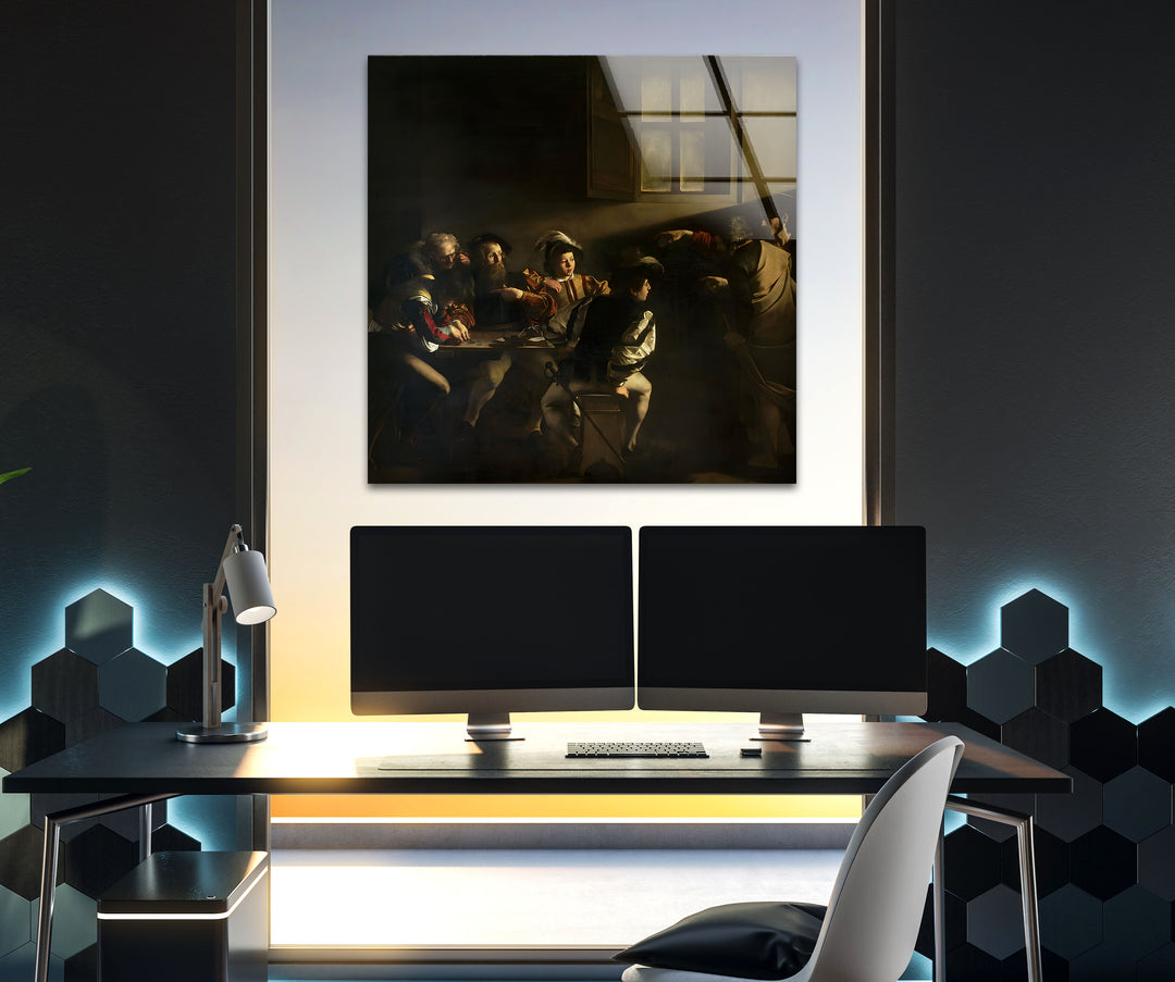 The Calling of Saint Matthew Caravaggio Glass Wall Art glass photo prints, glass picture prints
