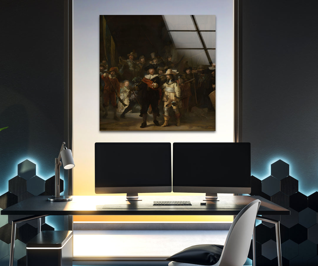 The Night Watch Rembrandt Glass Wall Art picture on glass wall art, photos printed on glass
