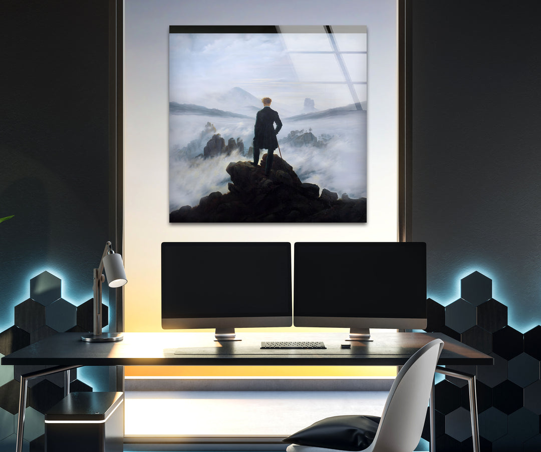 Wanderer above the Sea of Fog Caspar David Friedrich Glass Wall Art glass photo prints, glass picture prints
